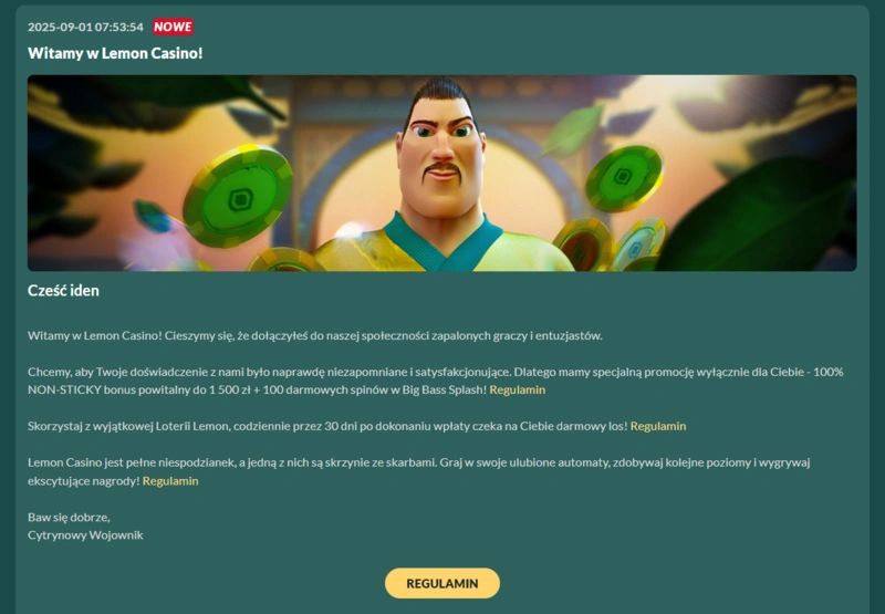 lemon welcome bonus page